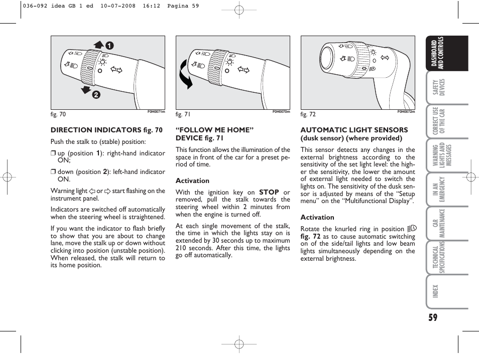 FIAT Idea User Manual | Page 60 / 210