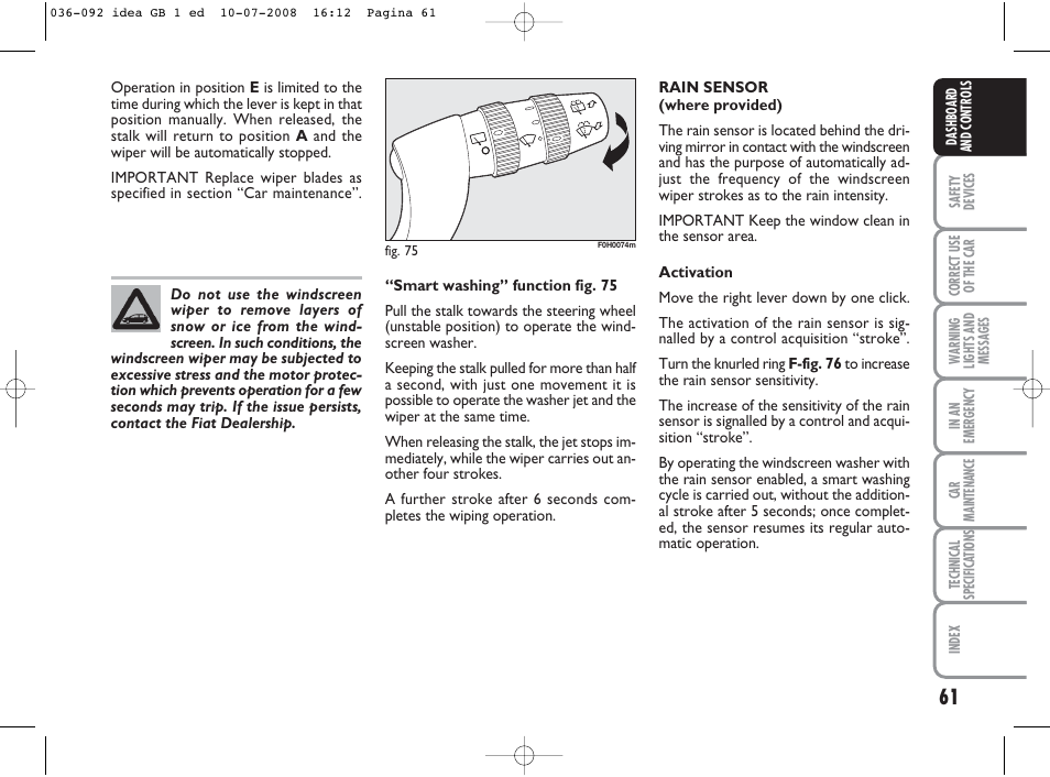 FIAT Idea User Manual | Page 62 / 210