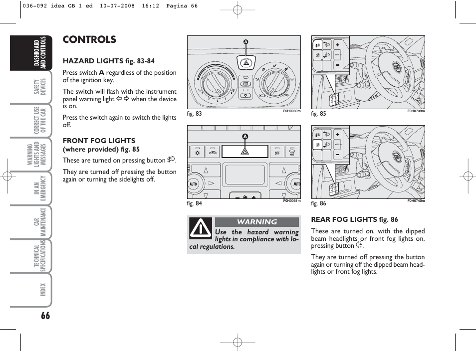 Controls | FIAT Idea User Manual | Page 67 / 210