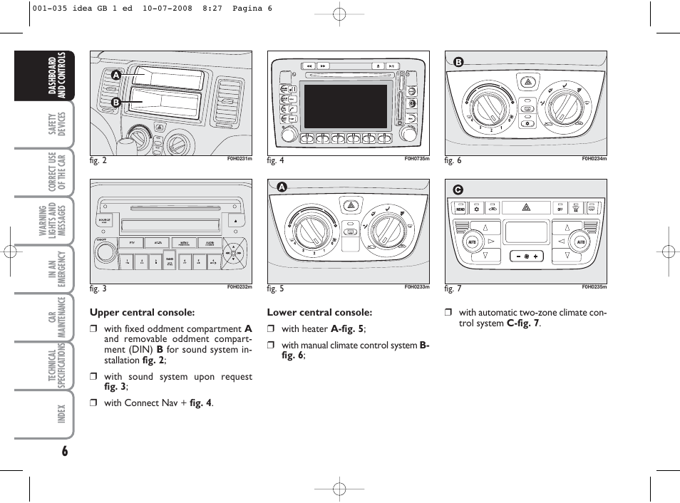 FIAT Idea User Manual | Page 7 / 210