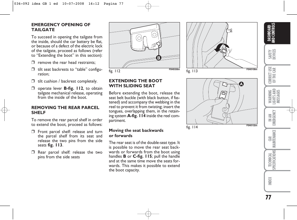 FIAT Idea User Manual | Page 78 / 210