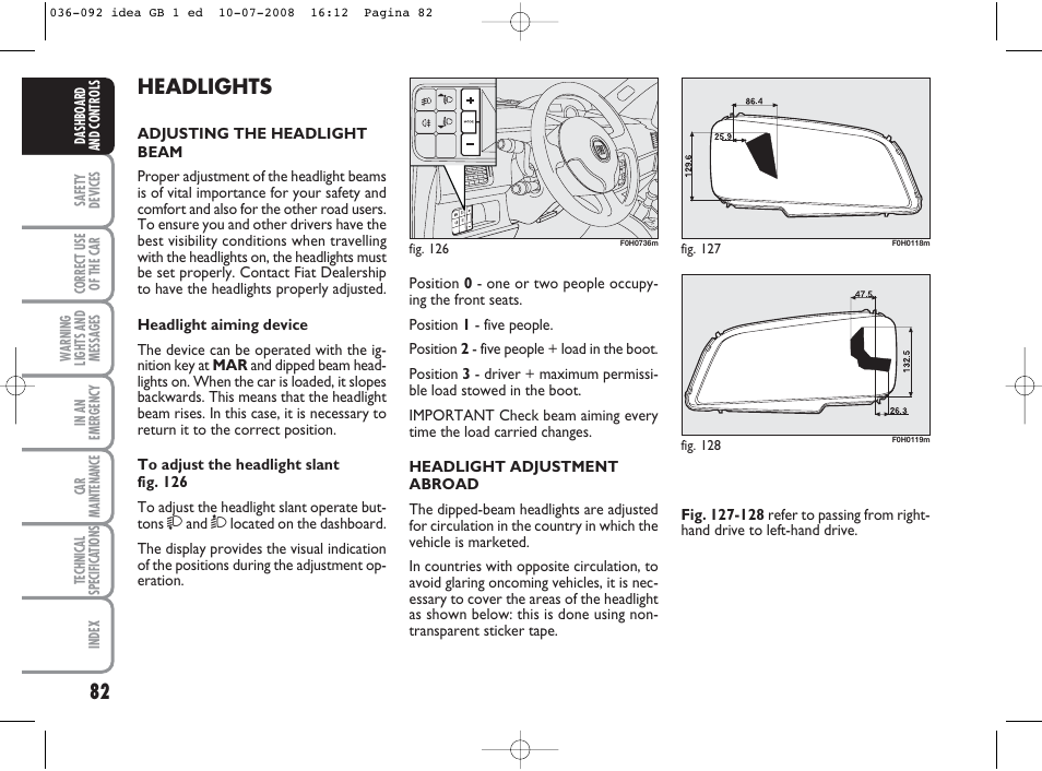 Headlights | FIAT Idea User Manual | Page 83 / 210