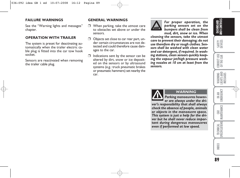 FIAT Idea User Manual | Page 90 / 210