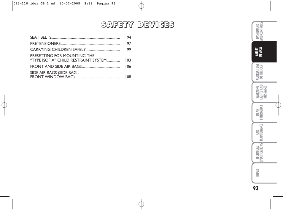 FIAT Idea User Manual | Page 94 / 210