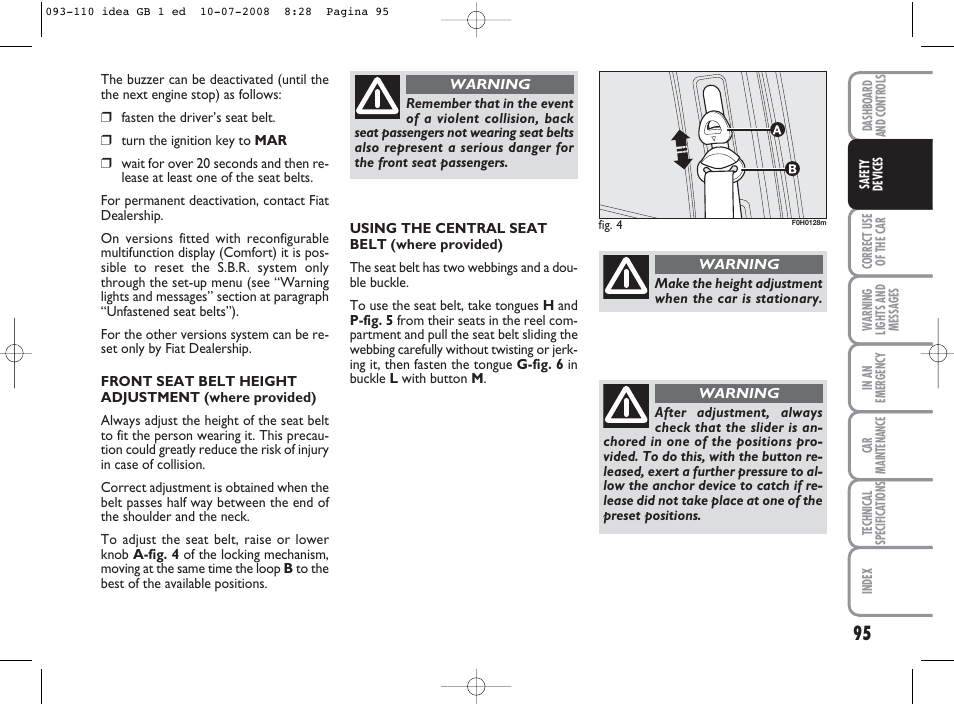 FIAT Idea User Manual | Page 96 / 210