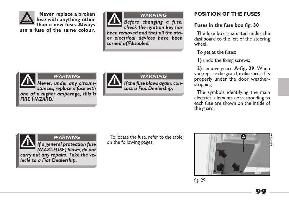 FIAT Barchetta User Manual | Page 100 / 170