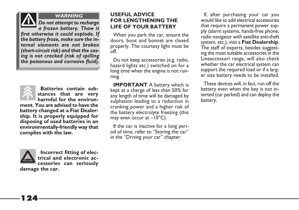 FIAT Barchetta User Manual | Page 125 / 170