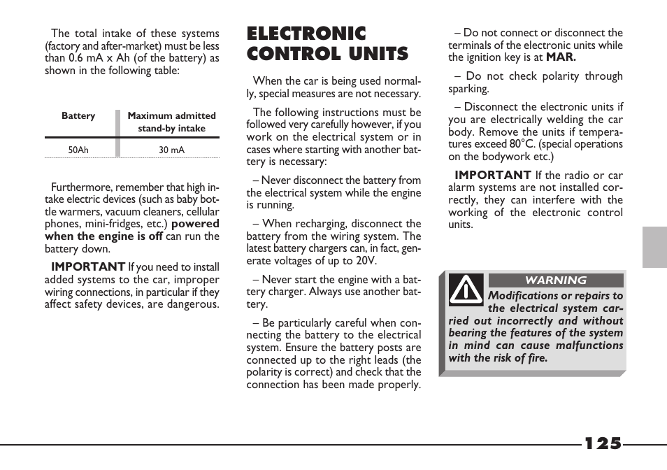 Electronic control units | FIAT Barchetta User Manual | Page 126 / 170