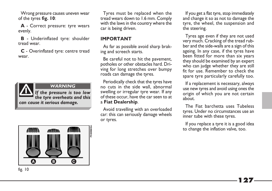 FIAT Barchetta User Manual | Page 128 / 170