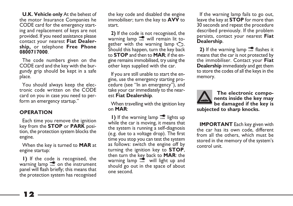 FIAT Barchetta User Manual | Page 13 / 170