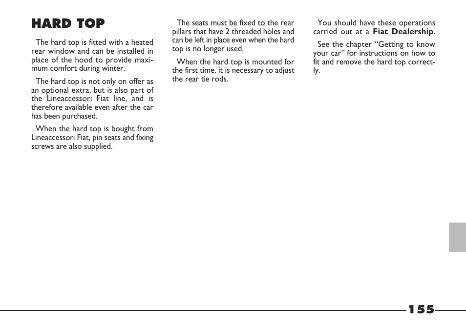 Hard top | FIAT Barchetta User Manual | Page 156 / 170