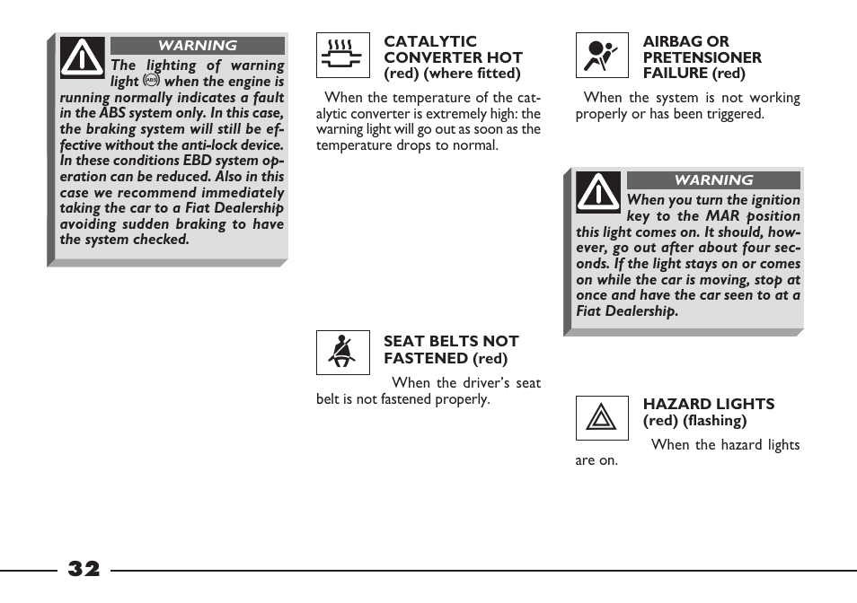 FIAT Barchetta User Manual | Page 33 / 170