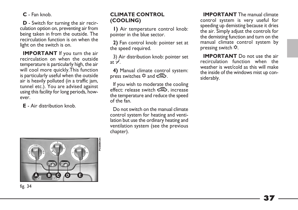 FIAT Barchetta User Manual | Page 38 / 170