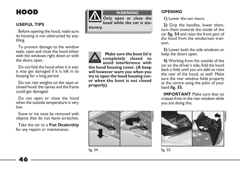 Hood | FIAT Barchetta User Manual | Page 47 / 170