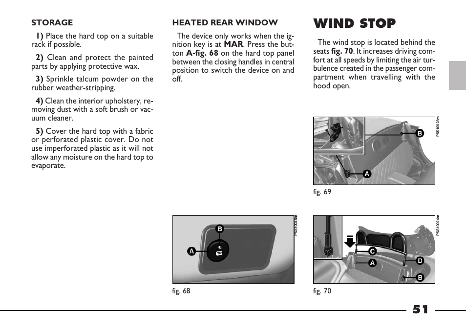 Wind stop | FIAT Barchetta User Manual | Page 52 / 170