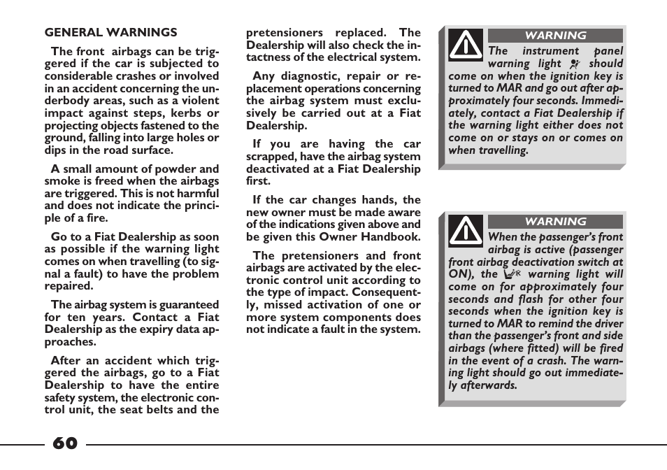 FIAT Barchetta User Manual | Page 61 / 170