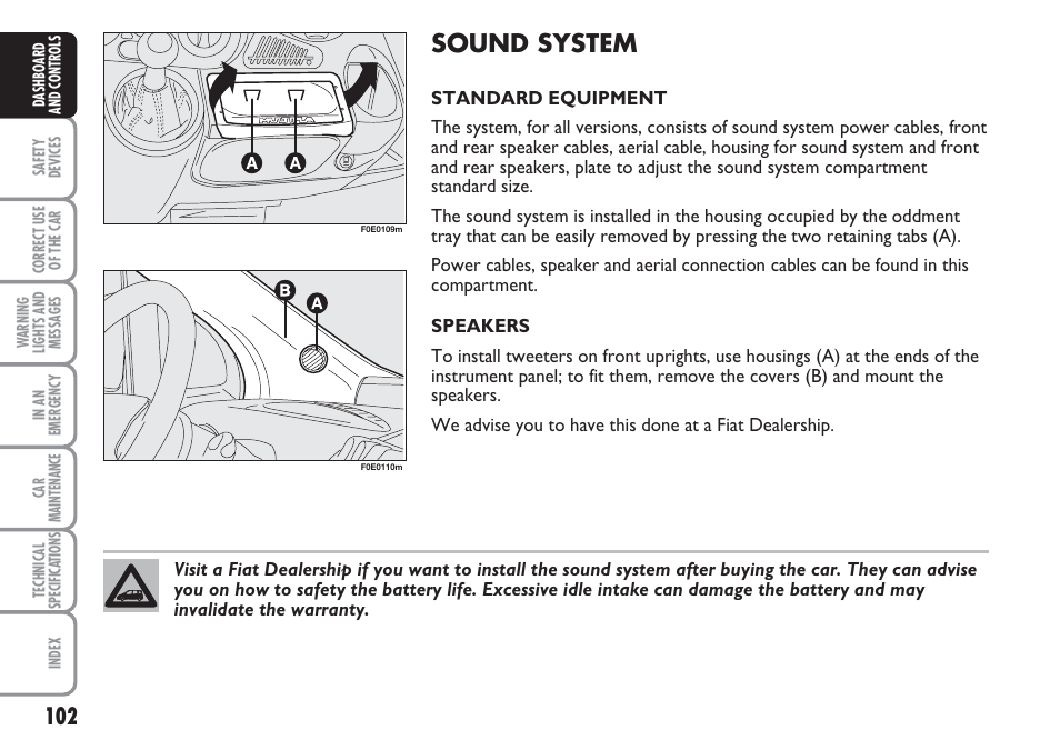 Sound system | FIAT Multipla User Manual | Page 103 / 266