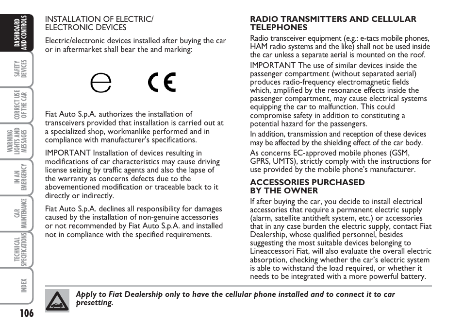 FIAT Multipla User Manual | Page 107 / 266