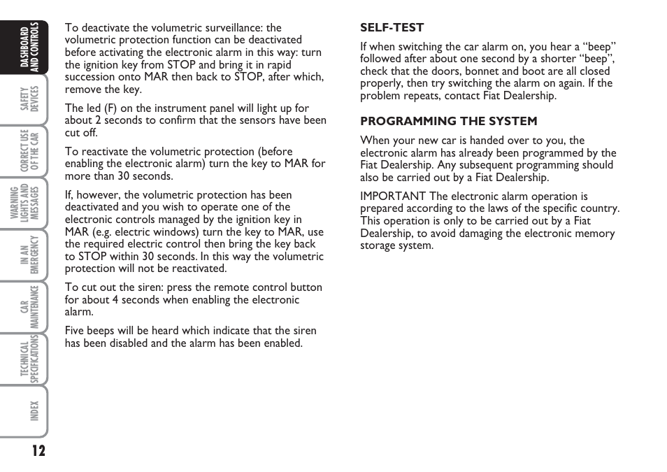 FIAT Multipla User Manual | Page 13 / 266