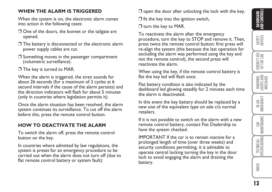 FIAT Multipla User Manual | Page 14 / 266