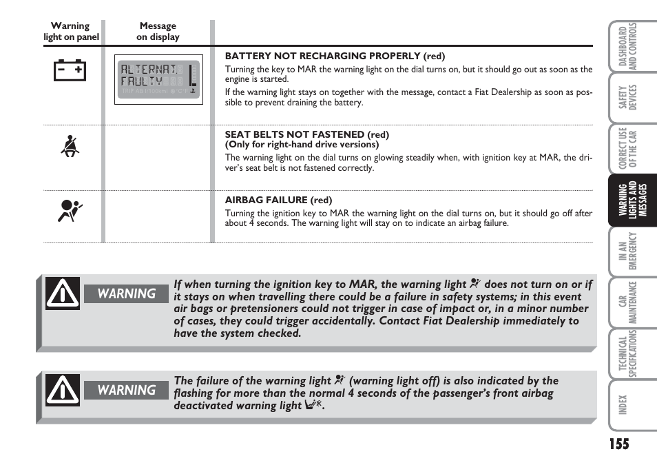 FIAT Multipla User Manual | Page 156 / 266