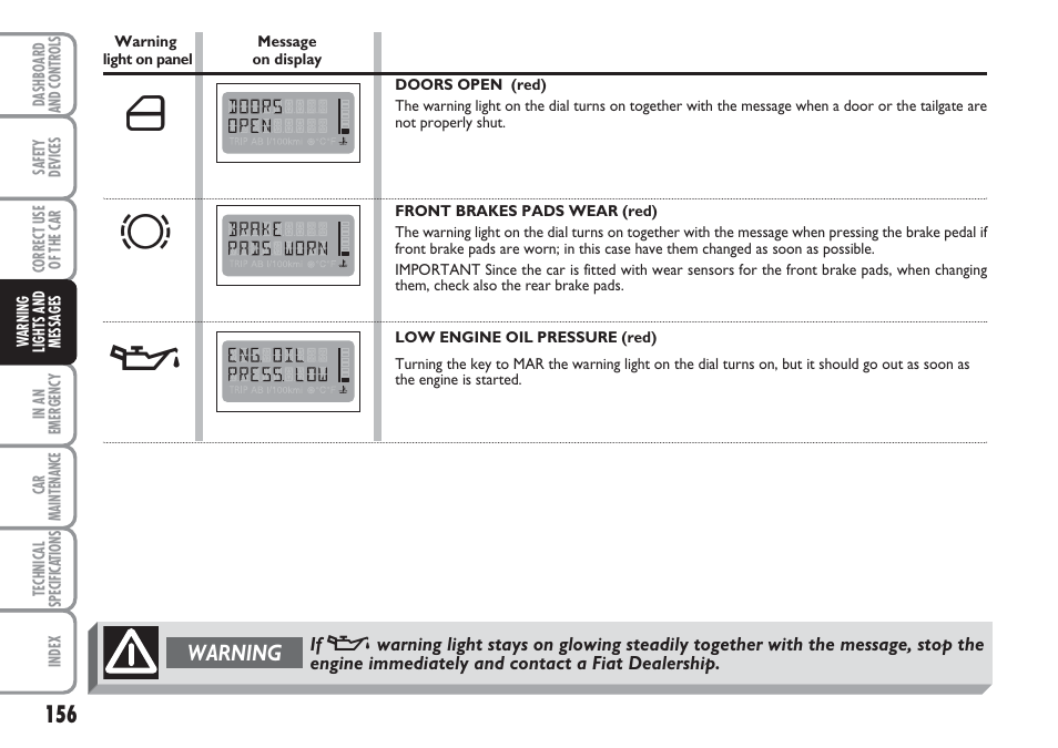 FIAT Multipla User Manual | Page 157 / 266