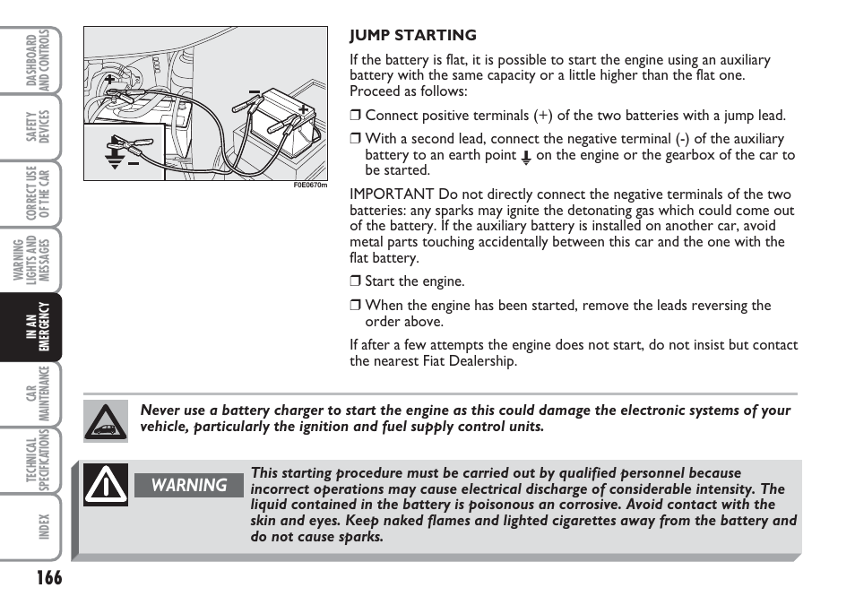 Warning | FIAT Multipla User Manual | Page 167 / 266