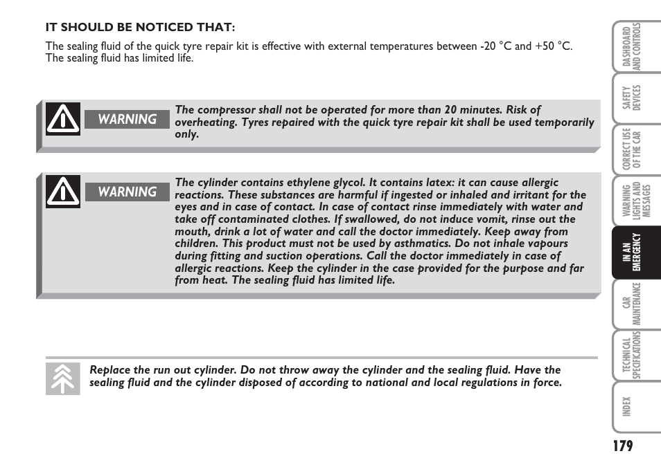 Warning | FIAT Multipla User Manual | Page 180 / 266