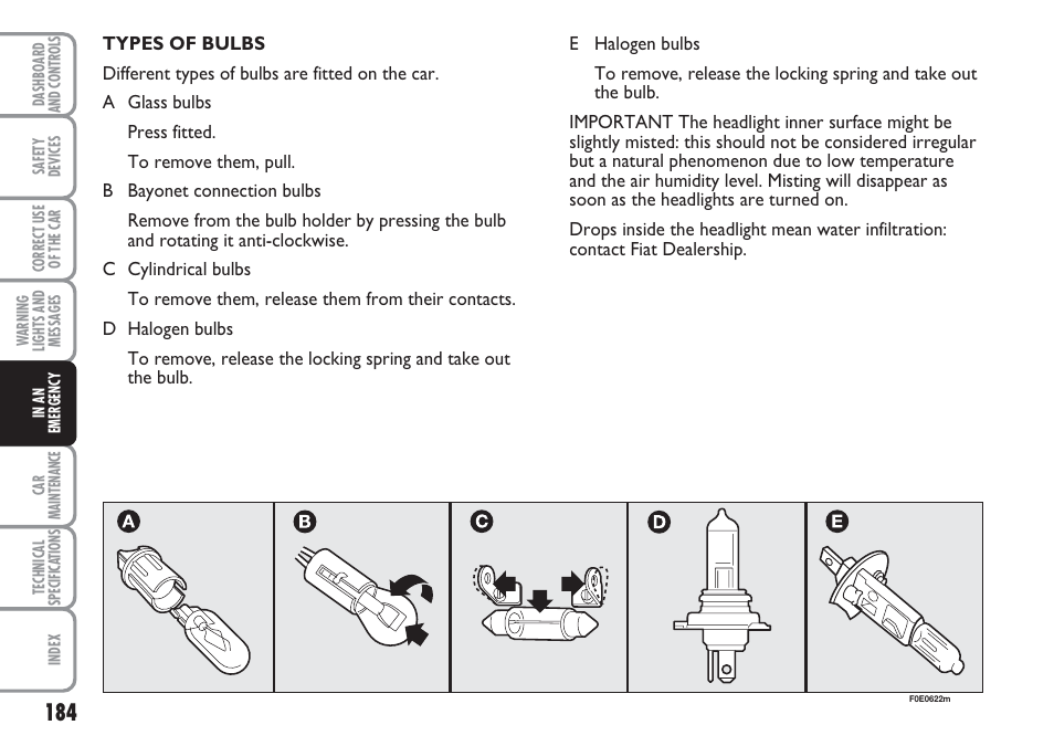 FIAT Multipla User Manual | Page 185 / 266