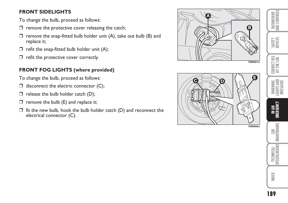 FIAT Multipla User Manual | Page 190 / 266