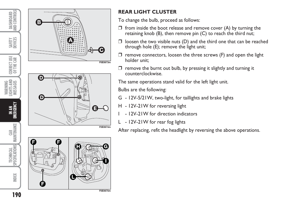 FIAT Multipla User Manual | Page 191 / 266