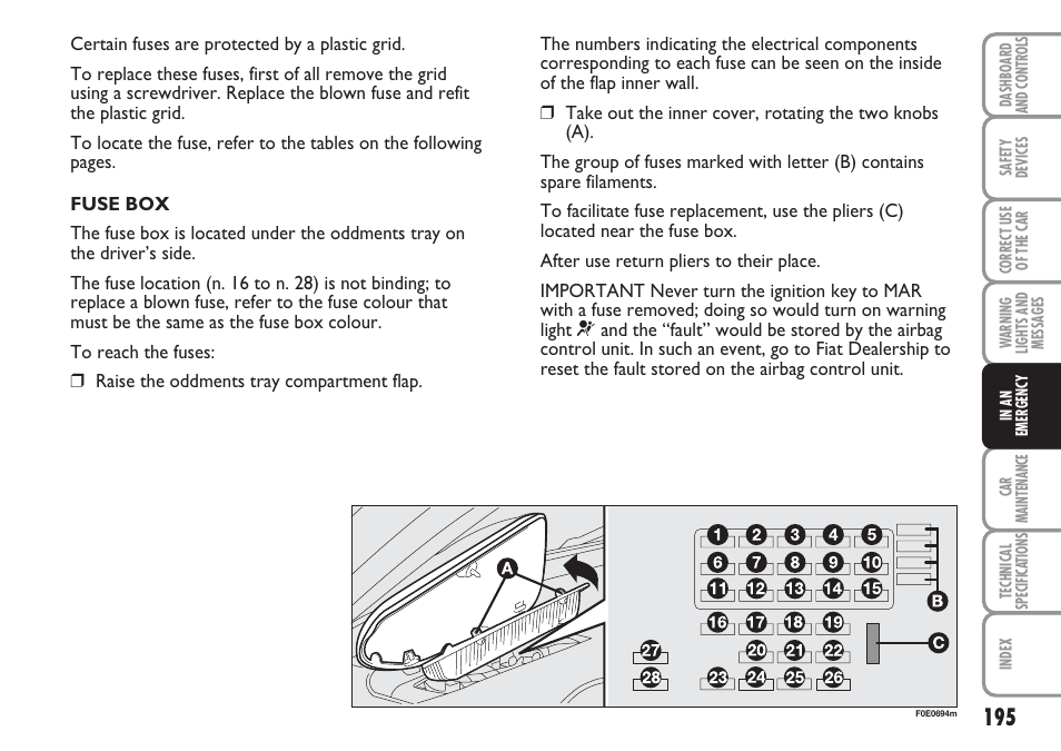 FIAT Multipla User Manual | Page 196 / 266