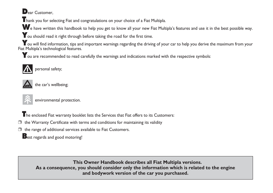 FIAT Multipla User Manual | Page 2 / 266