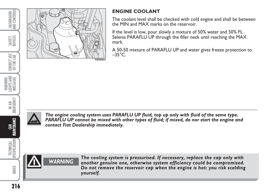 Warning | FIAT Multipla User Manual | Page 217 / 266