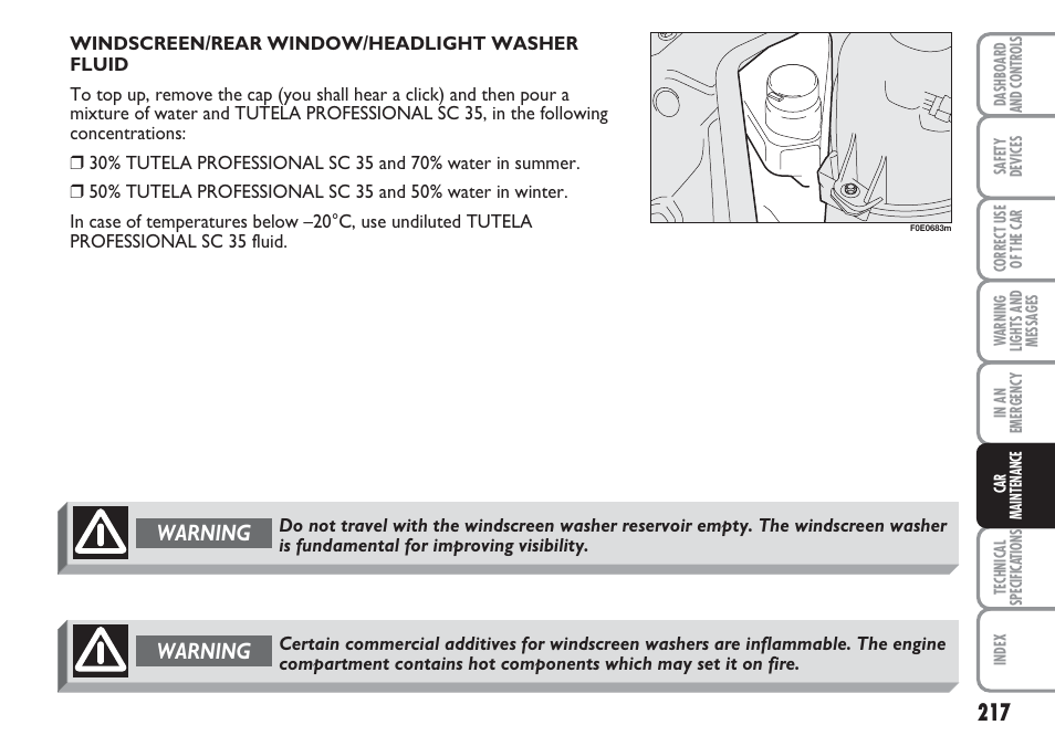 Warning | FIAT Multipla User Manual | Page 218 / 266