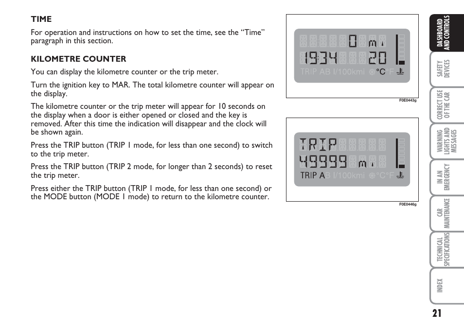 FIAT Multipla User Manual | Page 22 / 266