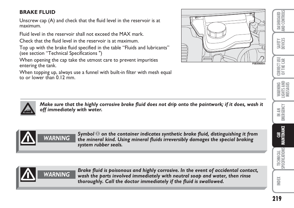 Warning | FIAT Multipla User Manual | Page 220 / 266