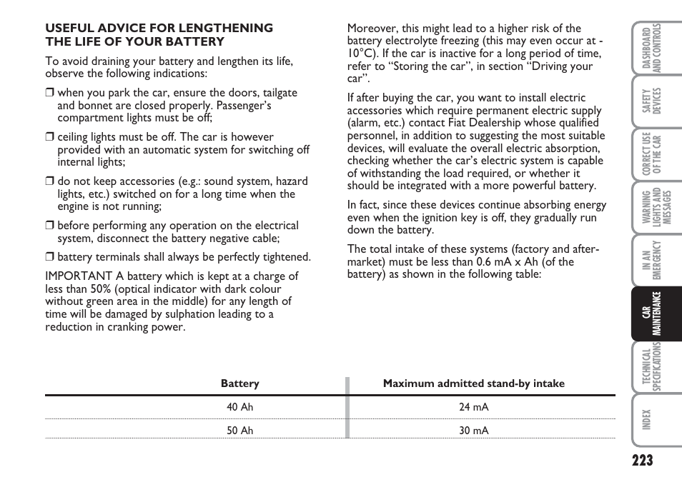 FIAT Multipla User Manual | Page 224 / 266