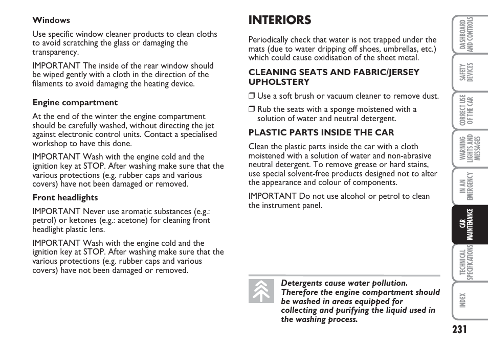 Interiors | FIAT Multipla User Manual | Page 232 / 266