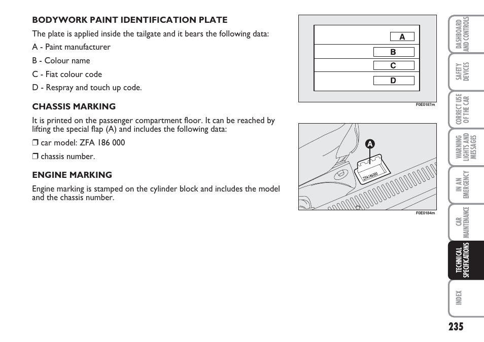 FIAT Multipla User Manual | Page 236 / 266