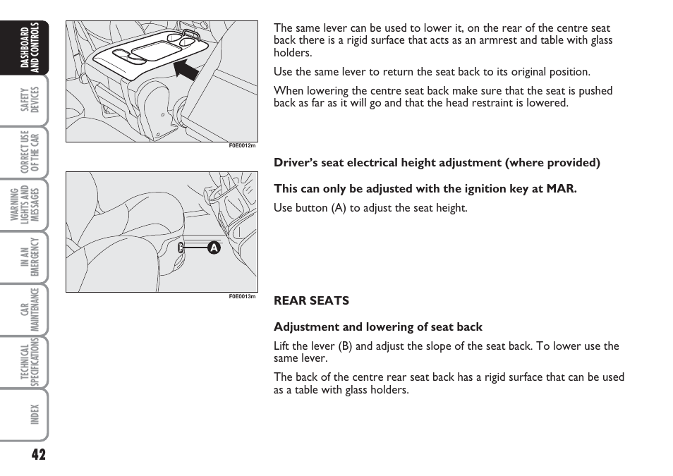 FIAT Multipla User Manual | Page 43 / 266