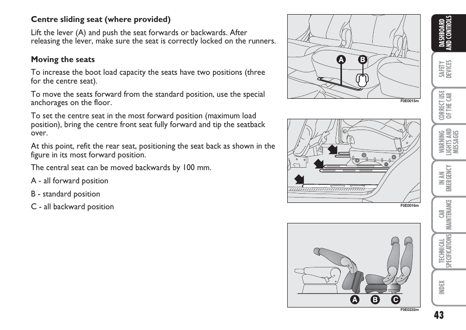 FIAT Multipla User Manual | Page 44 / 266