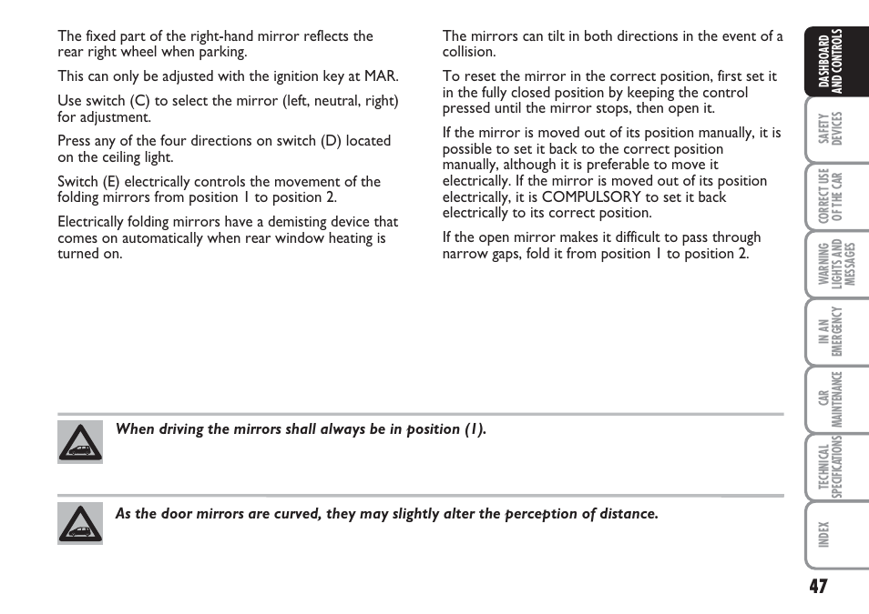 FIAT Multipla User Manual | Page 48 / 266