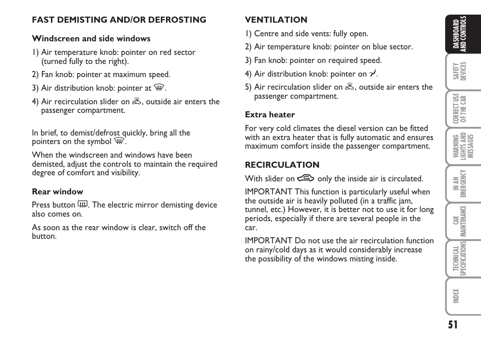 FIAT Multipla User Manual | Page 52 / 266