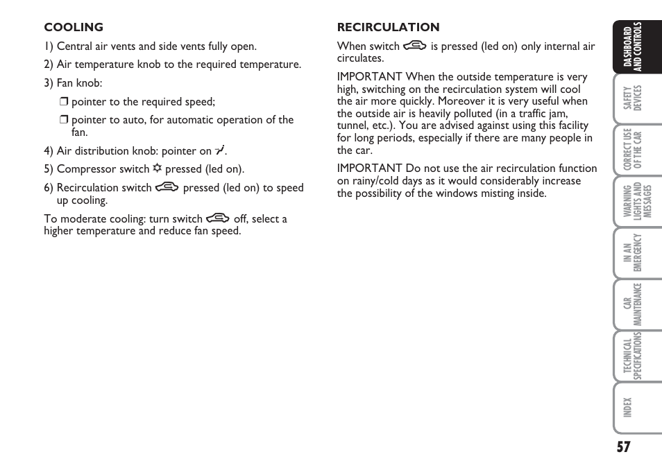 FIAT Multipla User Manual | Page 58 / 266