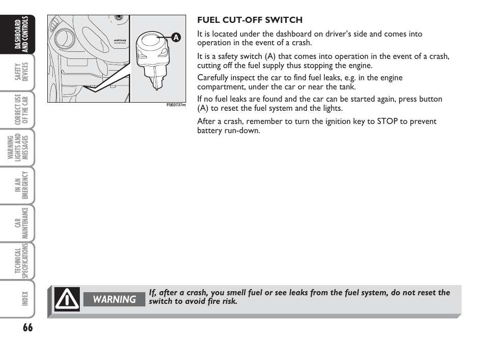 Warning | FIAT Multipla User Manual | Page 67 / 266