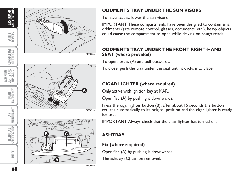 FIAT Multipla User Manual | Page 69 / 266