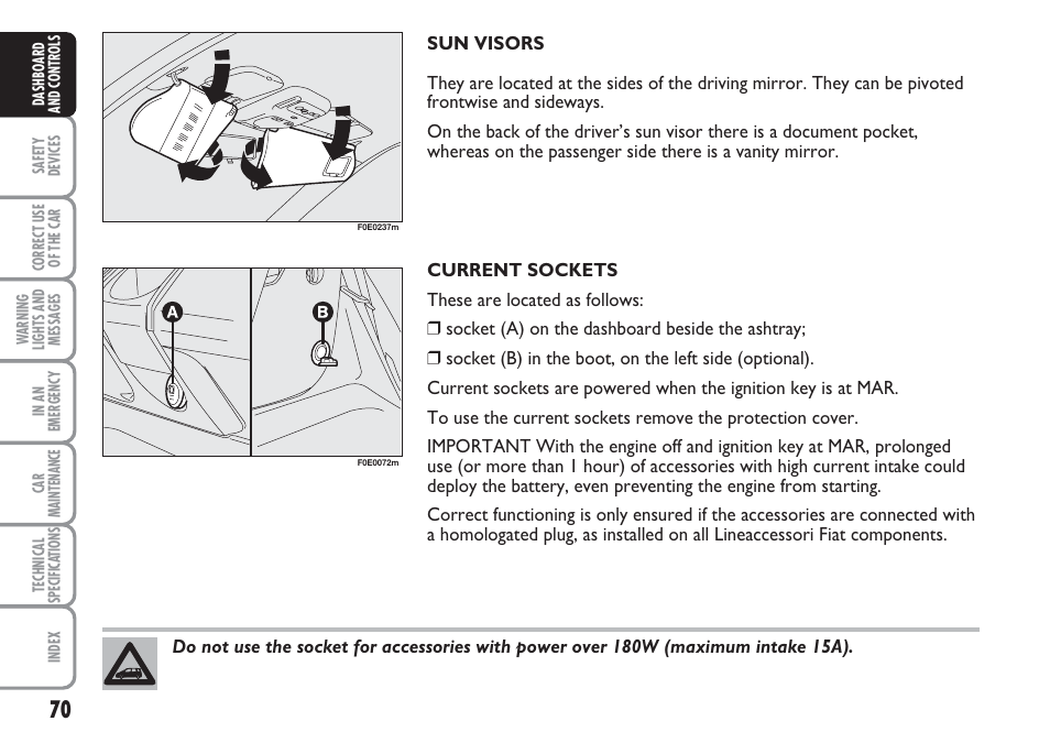 FIAT Multipla User Manual | Page 71 / 266