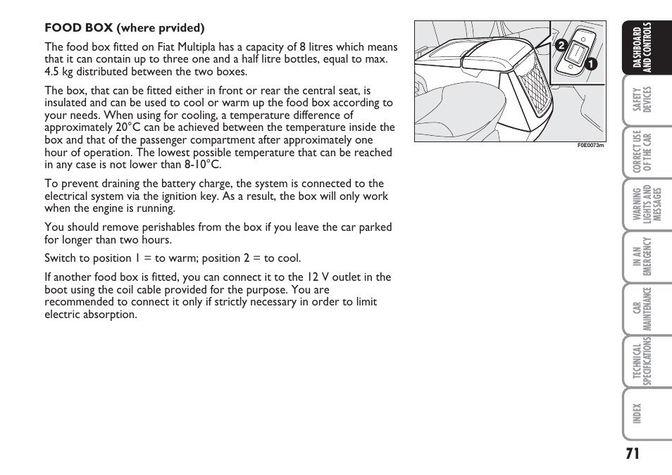 FIAT Multipla User Manual | Page 72 / 266