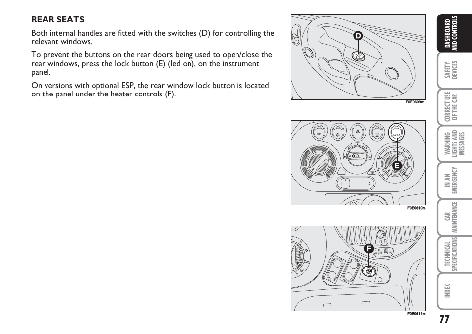 FIAT Multipla User Manual | Page 78 / 266